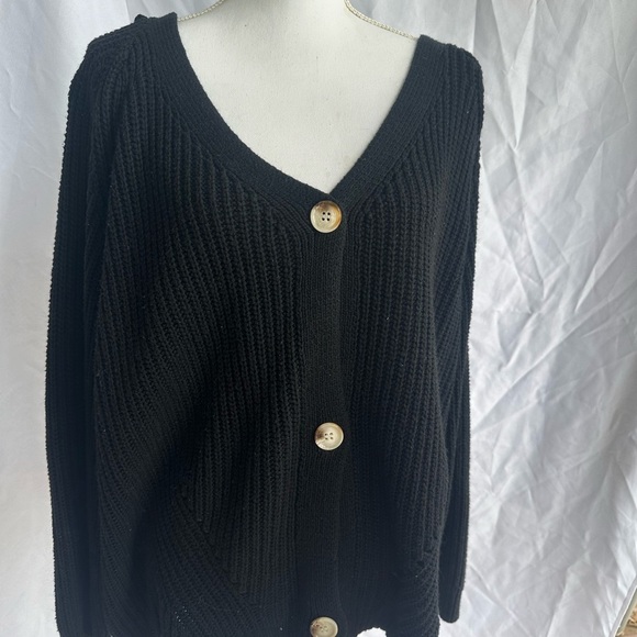 Black Button-Up Women's Sweater size L - Picture 1 of 5